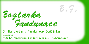 boglarka fandunace business card